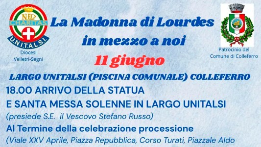 L’Unitalsi Velletri-Segni 11 giugno accoglie la Madonna di Lourdes