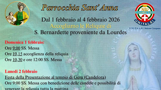 A Napoli, la Parrocchia di Sant’Anna accoglie le reliquie di Santa Bernadette