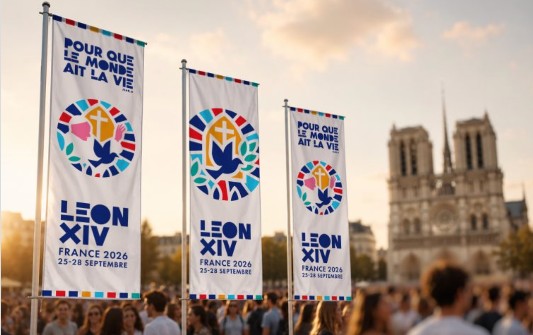 Papa Leone in Francia: presentato logo e programma “Perché il mondo abbia vita”.